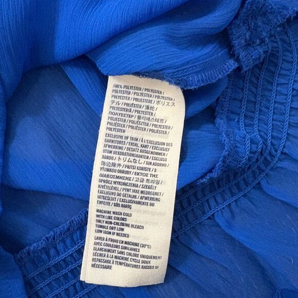 Abercrombie Kids Blue Sheer Ruffle Front Y2K Blouse Size XL Preppy Cute - Picture 8 of 8